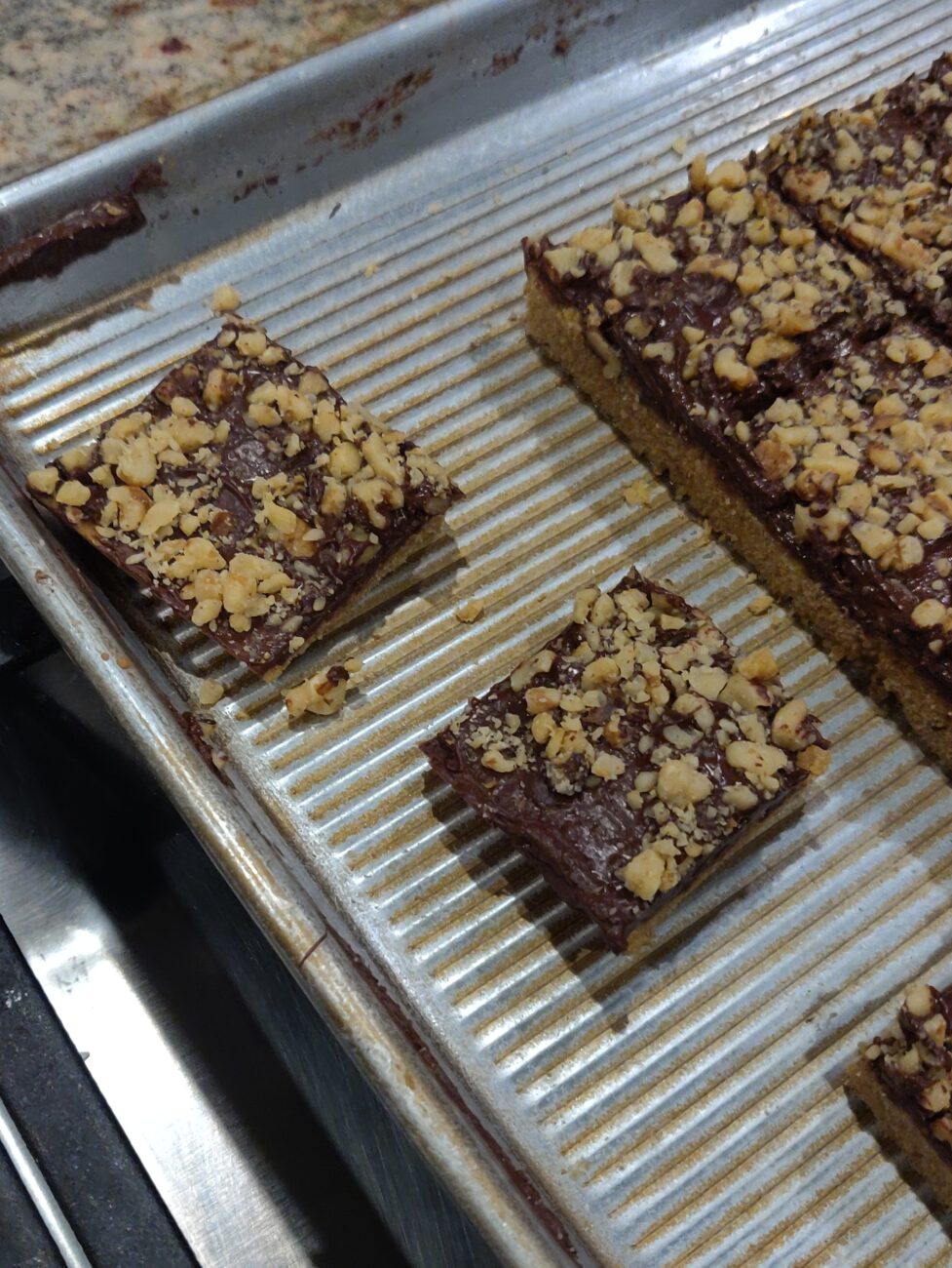 Chocolate Bar Cookies with Walnuts